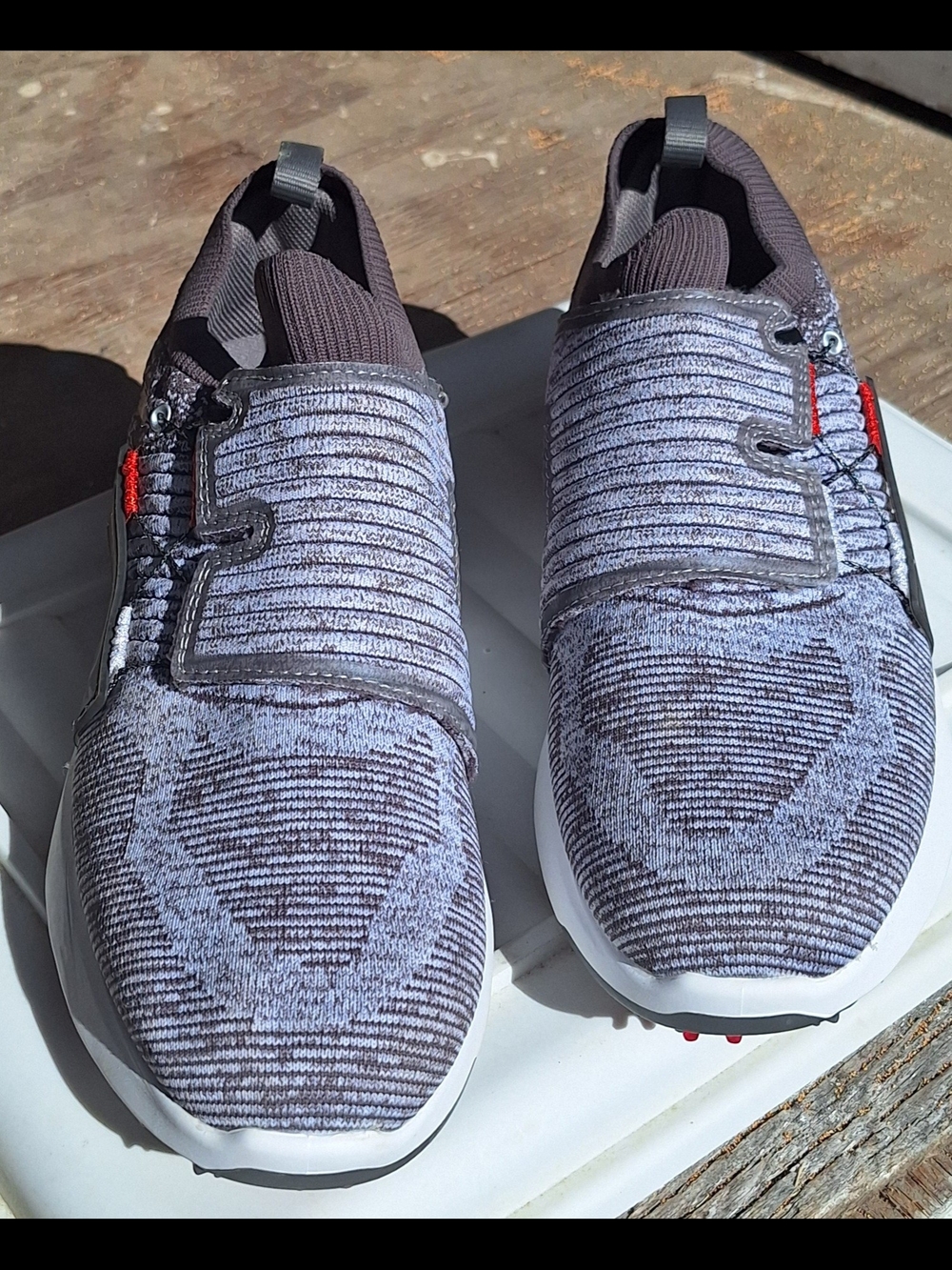 FOOTJOY 51083 HYPERFLEX WRAPID BOA MEN CORDUROY GRAY SPIKED REDGOLF SHOES SZ 8.W
